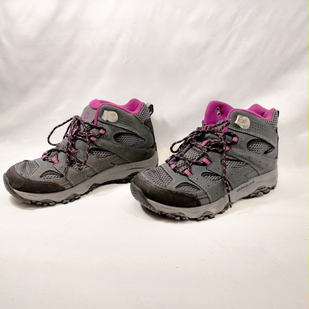 Merrell Grey Hiking Boots; Waterproof Mid Lace Up; Sz. 4